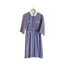 Load image into Gallery viewer, Striped Collared Shirt Dress with Ornate Belt | M
