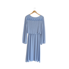 Load image into Gallery viewer, Powder Blue Ruffle Dress with Lace Embroidered Collar | S-M
