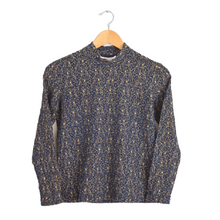 Load image into Gallery viewer, Navy and Gold Textured Turtleneck | XS
