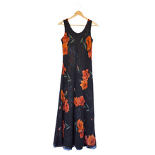 Load image into Gallery viewer, Black Slip Dress with Red Rose Print | XS-S
