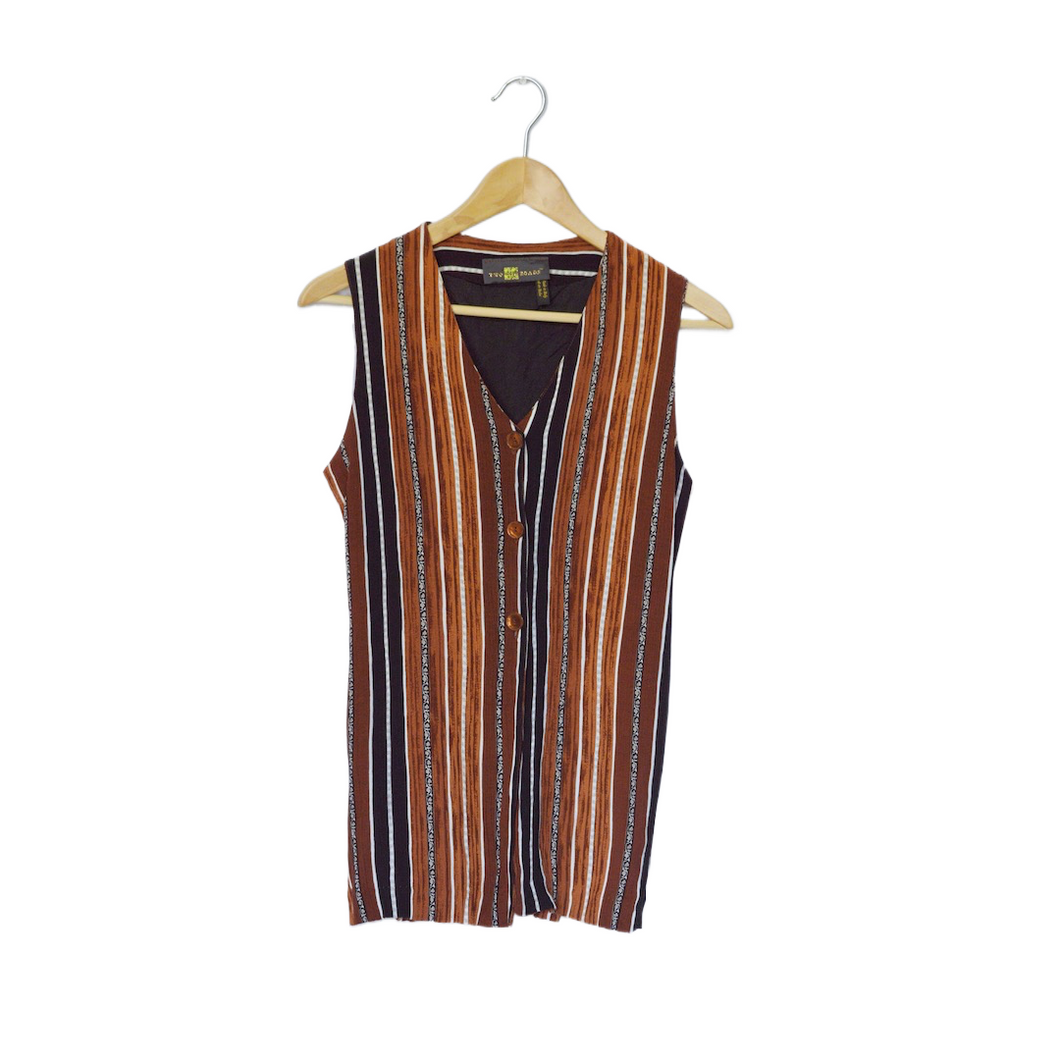 Black and Brown Striped Tie-Back Vest | S-M