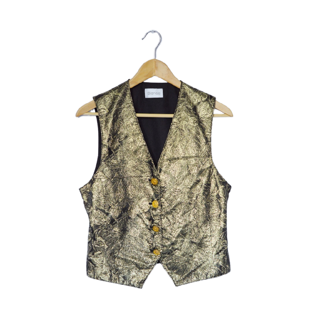 Black and Gold Floral Vest | S-M