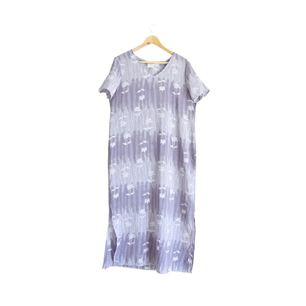 Purple Floral Gradient Short Sleeve Maxi Dress | L