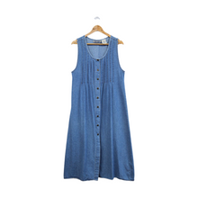 Load image into Gallery viewer, Vintage 1990s Pleated Denim Tie Back Dress
