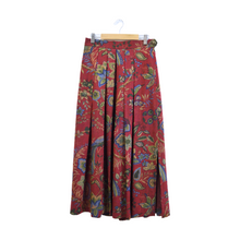 Load image into Gallery viewer, Red Birds and Paisley Wool Maxi Skirt | S
