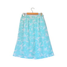Load image into Gallery viewer, Vintage 1980s Bright Blue Satin Geometric Print Maxi Skirt
