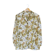 Load image into Gallery viewer, Green Blouse with Brown and Purple Floral Pattern | L-XL
