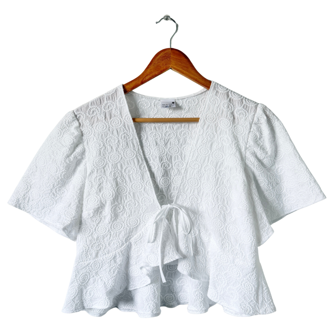 Recycled Textured Cotton Peplum Blouse | Small