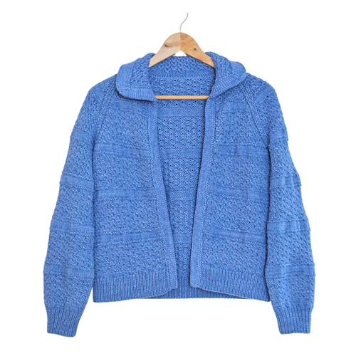 Vintage Periwinkle Blue Open Front Knit Cardigan | Extra-Small / Small