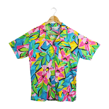 Load image into Gallery viewer, Neon Floral Short Sleeve Resort Shirt Blouse | 1980s-1990s| Medium
