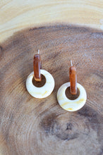 Load image into Gallery viewer, Brown and Faux Stone Resin Hoop Dangle Earrings
