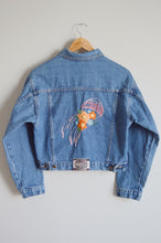Load image into Gallery viewer, Sustainable Up-cycled Hand Embroidered Jellyfish Denim Jacket
