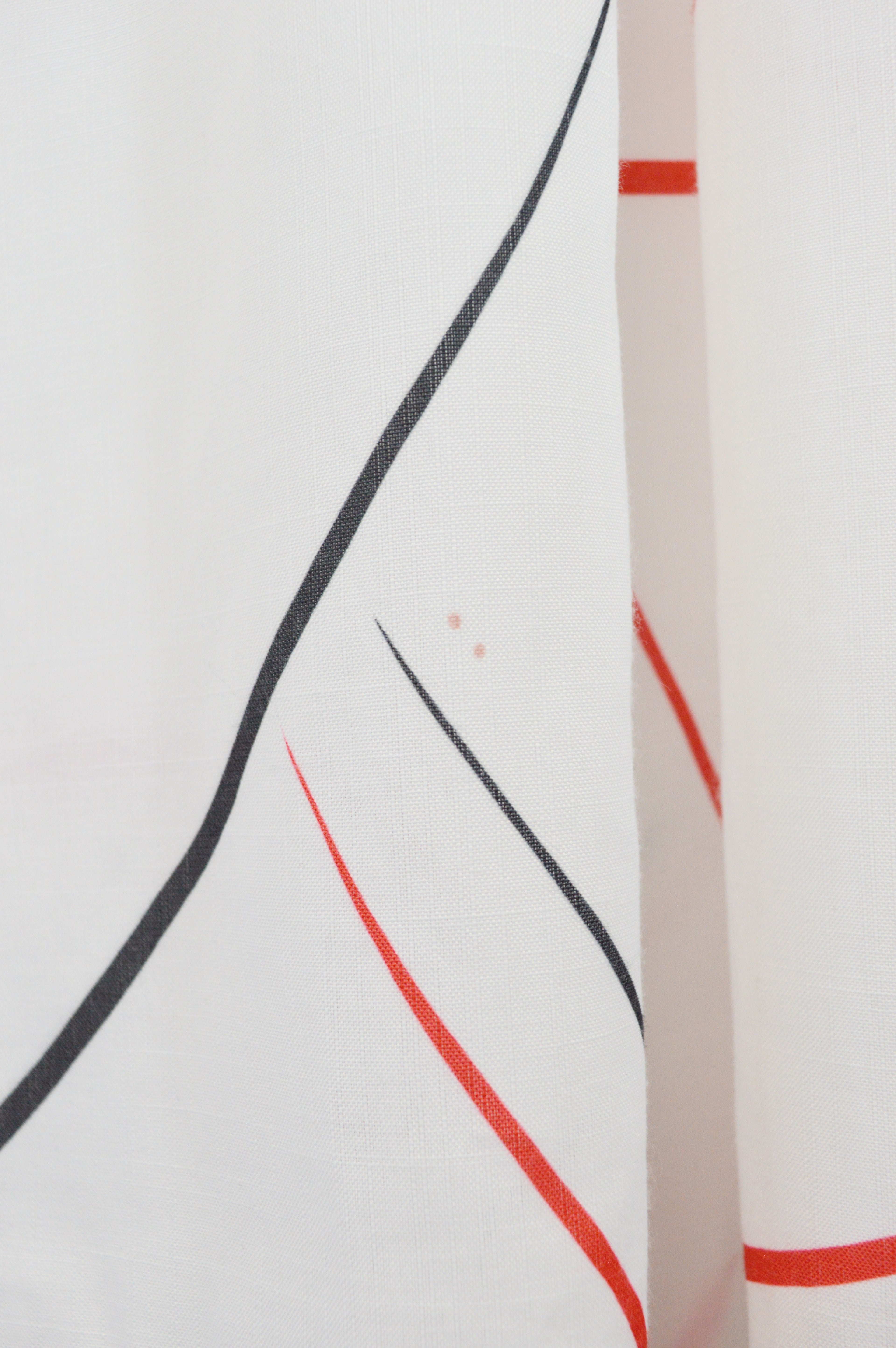 White Poplin Dress with Red and Black Geometric Print | Small-Medium