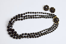 Load image into Gallery viewer, Vintage Marvella Black Glass Beaded Necklace with Matching Clip-on Earrings | 1960s
