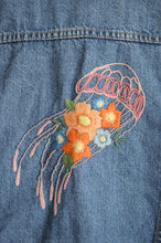 Load image into Gallery viewer, Up-cycled Hand Embroidered Jellyfish Denim Jacket | M
