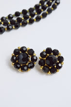 Load image into Gallery viewer, Vintage Marvella Black Glass Beaded Necklace with Matching Clip-on Earrings | 1960s
