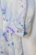 Load image into Gallery viewer, Blue Purple and White Floral Belted Shirtdress | 1970s | L
