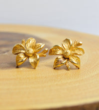 Load image into Gallery viewer, Vintage Gold Plated Floral Stud Statement Earrings | 1960s
