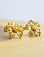 Load image into Gallery viewer, Vintage Gold Plated Floral Stud Statement Earrings | 1960s
