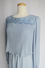 Load image into Gallery viewer, Powder Blue Ruffle Dress with Lace Embroidered Collar | S-M
