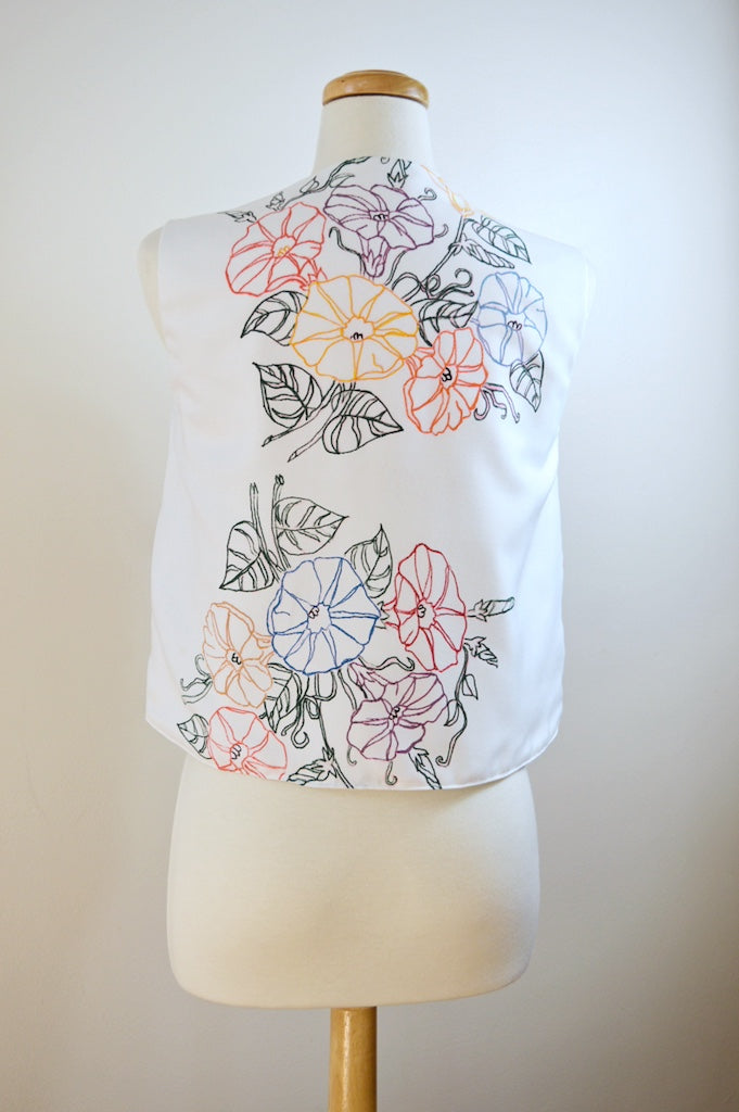 Up-cycled Handcrafted Vintage Tie-Front Floral Vest | Small