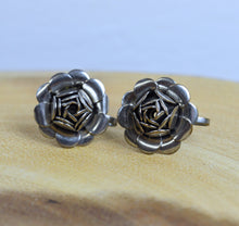 Load image into Gallery viewer, Vintage Silver Rosebud Screw-Back Stud Earrings | 1950s
