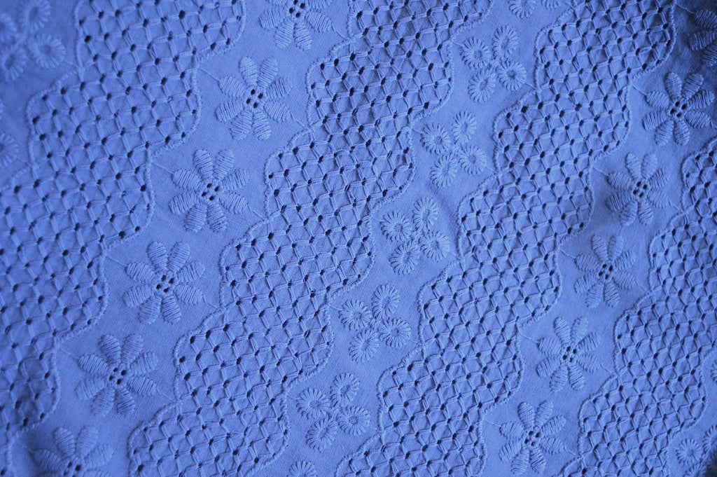 Up-cycled Periwinkle Blue Floral Eyelet Tie-Front Vest | Large / Extra-Large