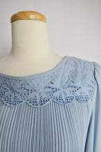 Load image into Gallery viewer, Powder Blue Ruffle Dress with Lace Embroidered Collar | S-M
