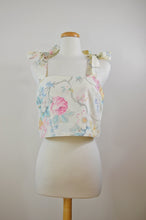 Load image into Gallery viewer, Up-cycled Pastel Floral Bow Shoulder Cropped Tank | Large
