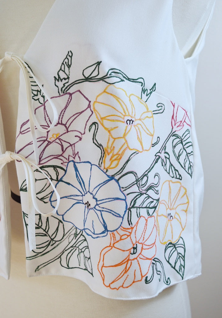 Up-cycled Handcrafted Vintage Tie-Front Floral Vest | Small