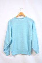 Load image into Gallery viewer, Baby Blue Crewneck Sweater with Leaf and Bead Knit Detail | M
