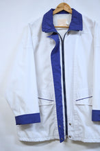Load image into Gallery viewer, White Wind Jacket with Blue Trim | M-L
