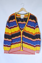 Load image into Gallery viewer, Vintage 1980s Primary Colours Chevron Knit Cardigan
