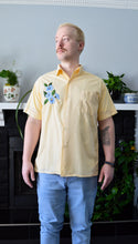 Load image into Gallery viewer, Men&#39;s Up-Cycled Hand Embroidered Forget-me-not Oxford Shirt | L
