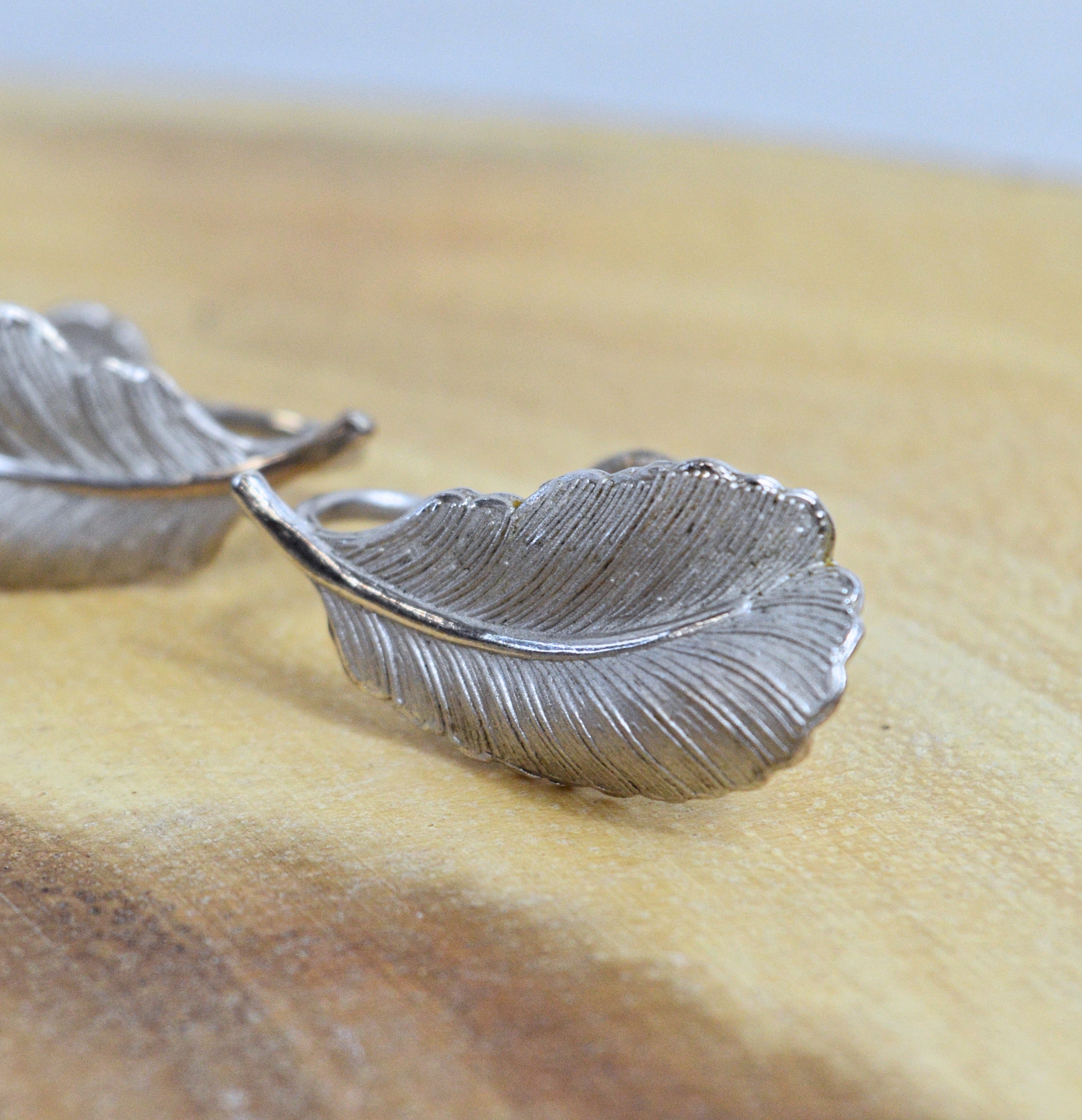 Vintage Bond and Boyd Sterling Silver Feather Screw-Back Earrings | 1950s