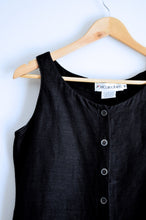 Load image into Gallery viewer, Black Linen Blend Tie Back Sleeveless Blouse | S-M

