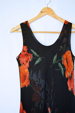 Load image into Gallery viewer, Black Slip Dress with Red Rose Print | XS-S
