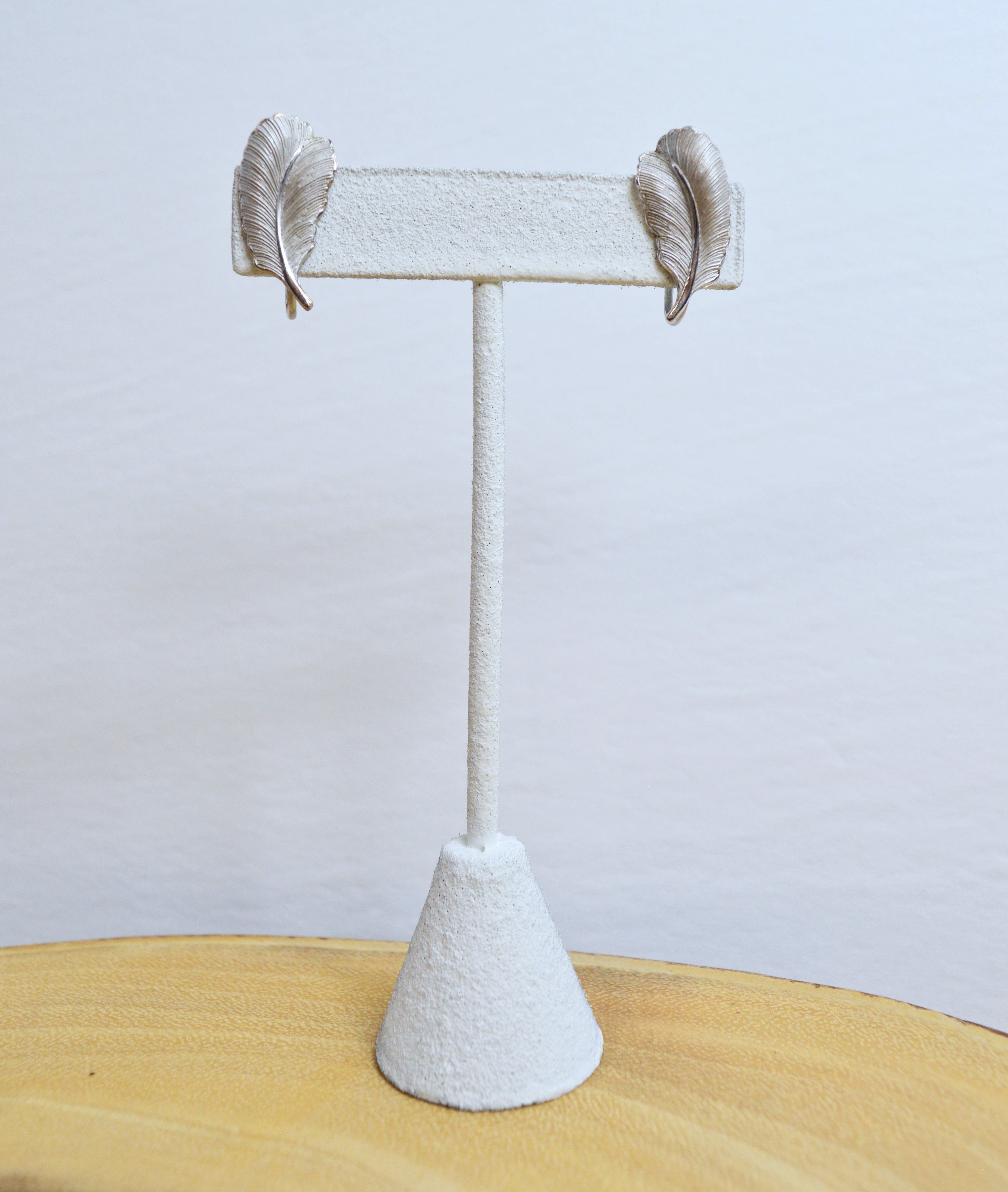 Vintage Bond and Boyd Sterling Silver Feather Screw-Back Earrings | 1950s