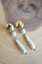 Load image into Gallery viewer, Neutral Gold and Stone Dangle Earrings
