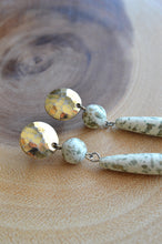Load image into Gallery viewer, Neutral Gold and Stone Dangle Earrings

