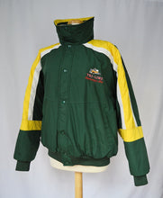 Load image into Gallery viewer, Men&#39;s Tri-line Exspressways Green and Yellow Winter Bomber Coat | Large
