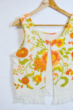 Load image into Gallery viewer, Up-cycled Vintage Orange and Yellow Floral Terry Towel Vest | Small-Medium
