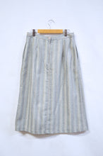 Load image into Gallery viewer, Grey Striped Textile Midi Skirt | S
