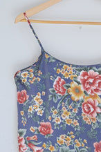 Load image into Gallery viewer, Blue Satin Floral Tank Top | M-L
