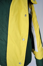 Load image into Gallery viewer, Men&#39;s Tri-line Exspressways Green and Yellow Winter Bomber Coat | Large
