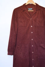 Load image into Gallery viewer, Maroon Faux Suede Shirtdress | S-M
