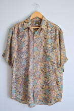 Load image into Gallery viewer, Vintage 1980s-1990s Silk Multicolour Abstract Print Short Sleeve Blouse
