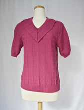 Load image into Gallery viewer, Pink Ruffled Collar Short Sleeve Knit Sweater | Medium
