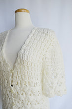 Load image into Gallery viewer, Cream Short Sleeve Floral Crochet Cardigan | M-L
