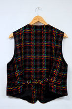 Load image into Gallery viewer, Black and Rainbow Plaid Wool Vest | M-L
